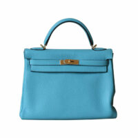 HERMES Kelly 32' Clémence Bleu Saint Cyr