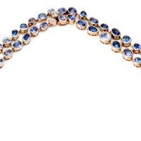 Necklace Sapphires and Diamonds rose gold French designer handmade 1980 - Image 2