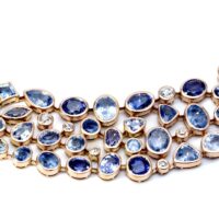 Necklace Sapphires and Diamonds rose gold French designer handmade 1980 - Image 3