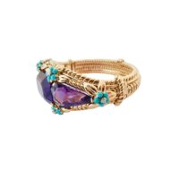 Amethysts, Diamonds and Turquoises Bracelet - Image 3