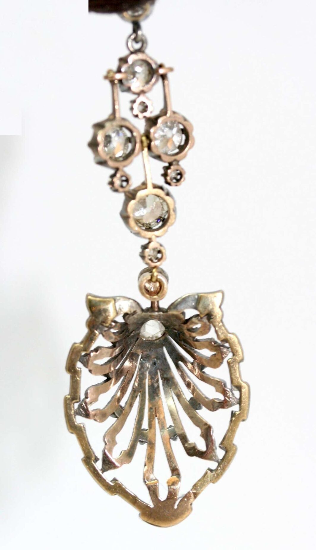 Late 19th Century Diamonds Silver Gold Earrings - Image 2