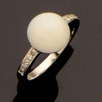 Perle fine bouton blanche non nacrée – Image 2