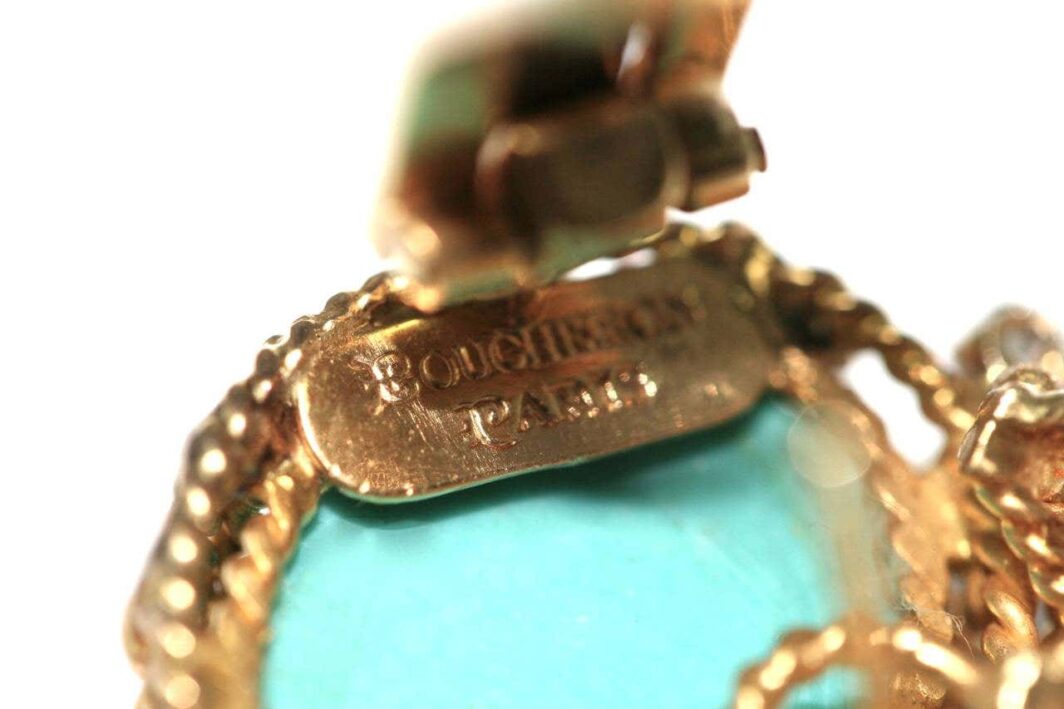 Boucheron Turquoise Diamond Gold Earrings and Brooch - Image 4