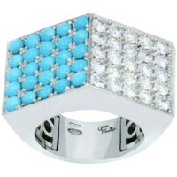 Turquoises and Diamonds Ring - Image 5