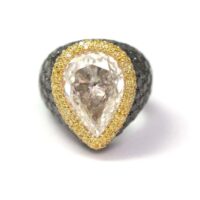RING De Grisogono 10.85 Carats Diamond Pear white gold fancy yellow and black - Image 5