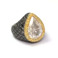 RING De Grisogono 10.85 Carats Diamond Pear white gold fancy yellow and black - Image 4