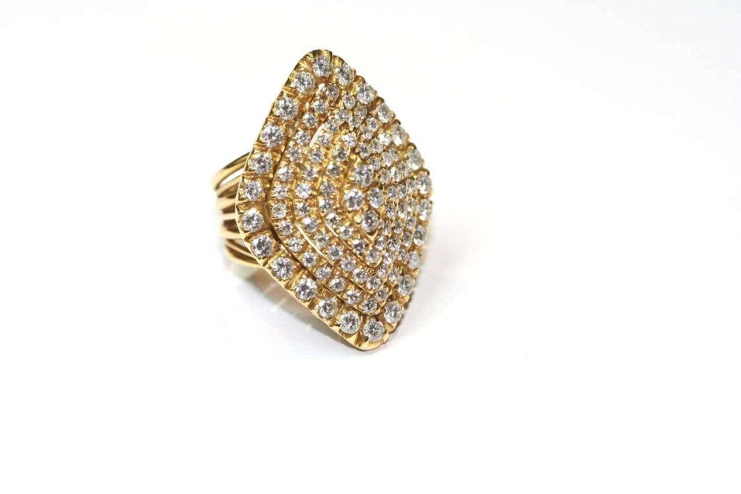French Diamond Gold Cocktail Ring - Image 2