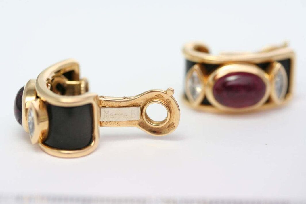 Marina B. Tourmaline Onyx Gold Ear Clips - Image 2