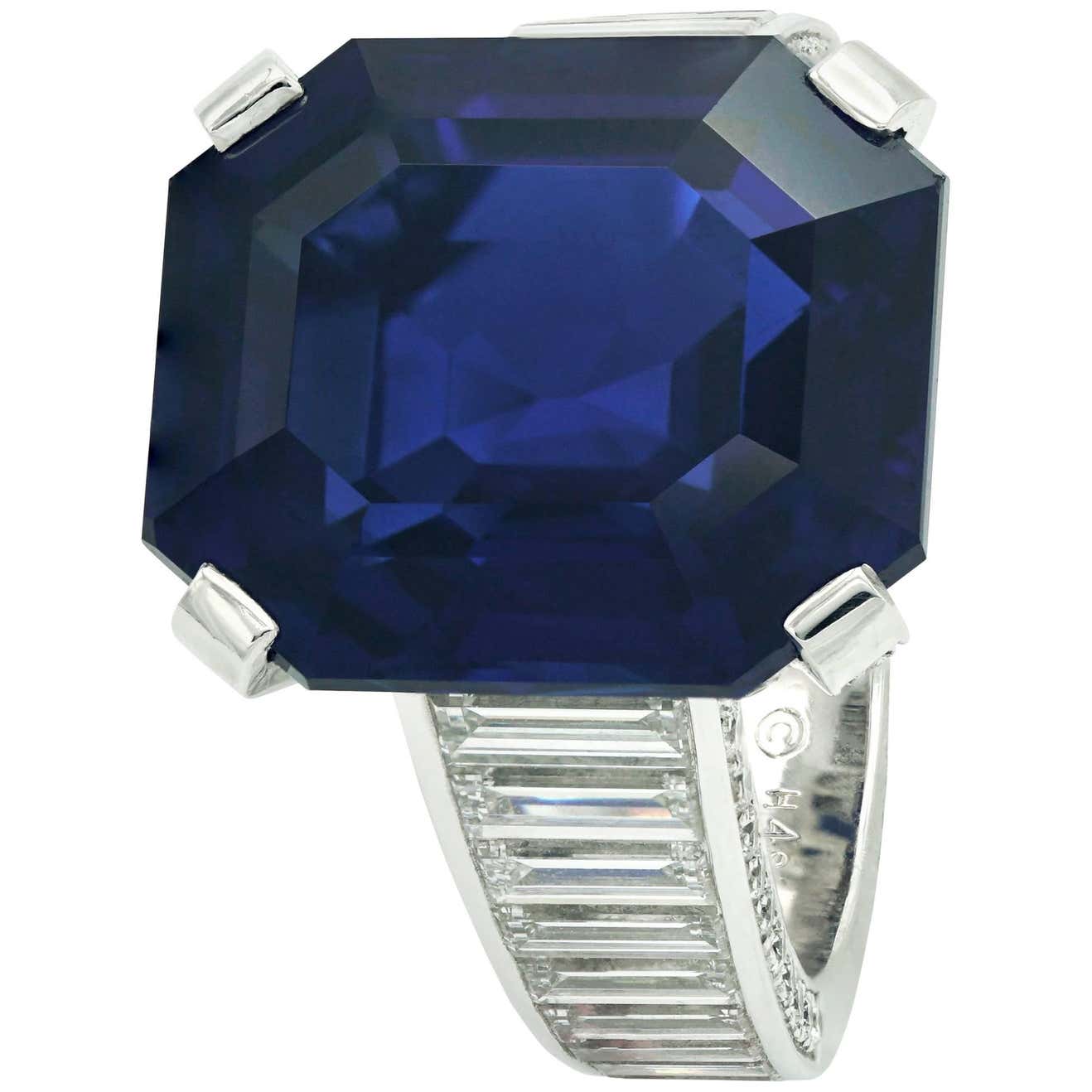 Vintage 4.39 carat natural royal blue sapphire engagement ring for women –  Lilo Diamonds