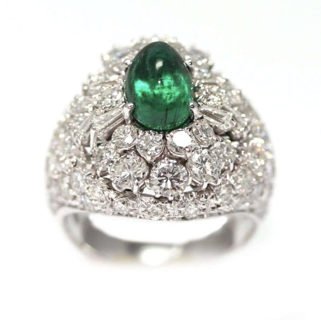 Bague dôme en or diamant émeraude 2,69 carats – Image 5