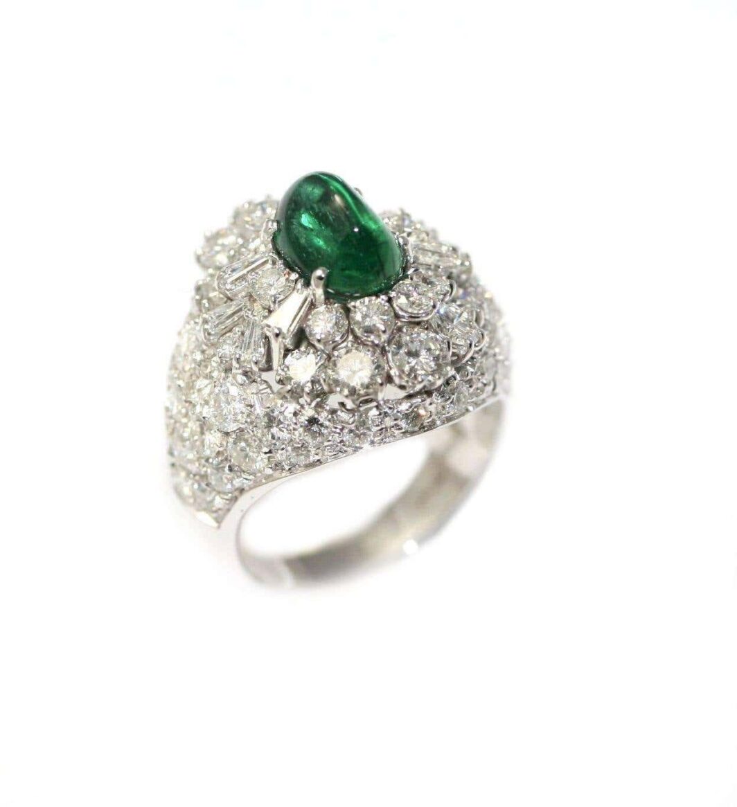 Bague dôme en or diamant émeraude 2,69 carats – Image 2