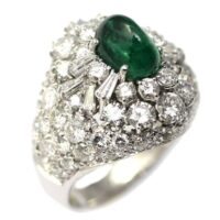 Bague dôme en or diamant émeraude 2,69 carats