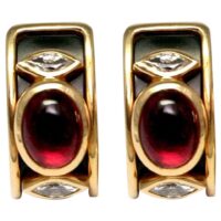 Marina B. Tourmaline Onyx Gold Ear Clips