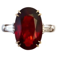Very Rare Untreated 6.39 Carat Clinohumite and Diamonds Ring