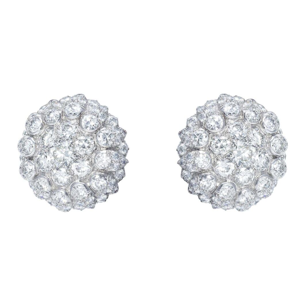 Boucles d'oreilles or blanc et diamants 1950 – Image 2