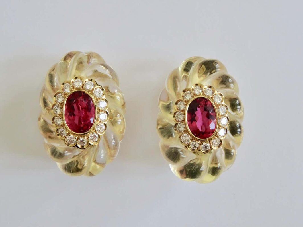 Tourmaline, Diamonds and Rock Crystal Earrings - Image 3