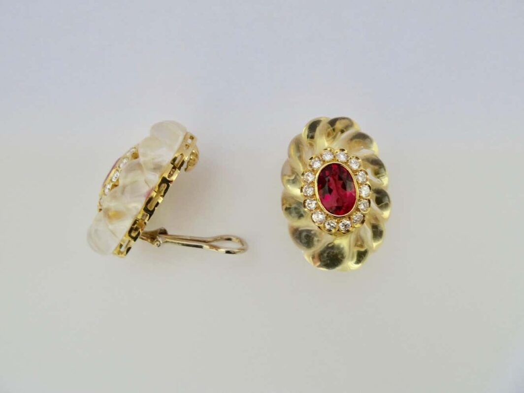 Tourmaline, Diamonds and Rock Crystal Earrings - Image 4