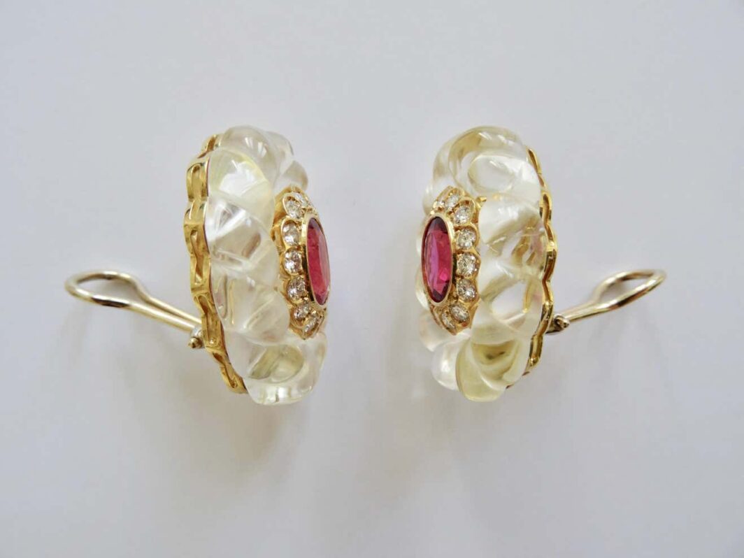 Tourmaline, Diamonds and Rock Crystal Earrings - Image 6