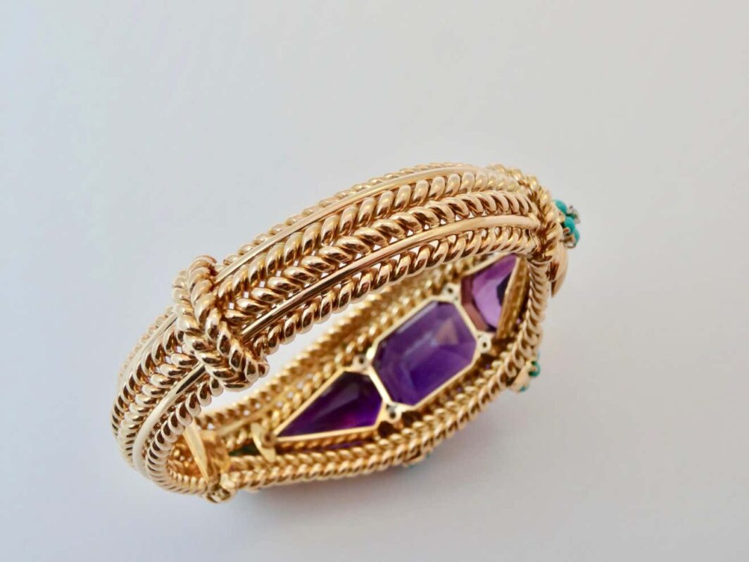 Amethysts, Diamonds and Turquoises Bracelet - Image 4