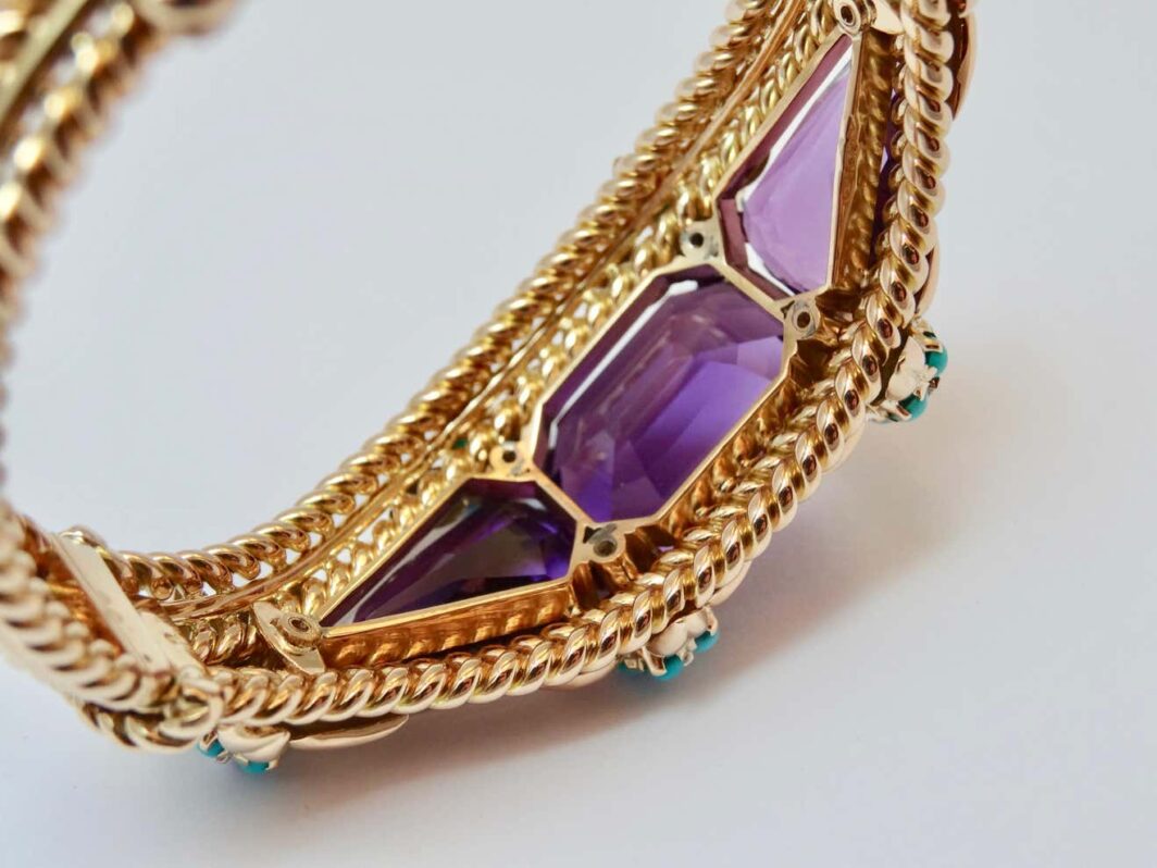 Amethysts, Diamonds and Turquoises Bracelet - Image 5