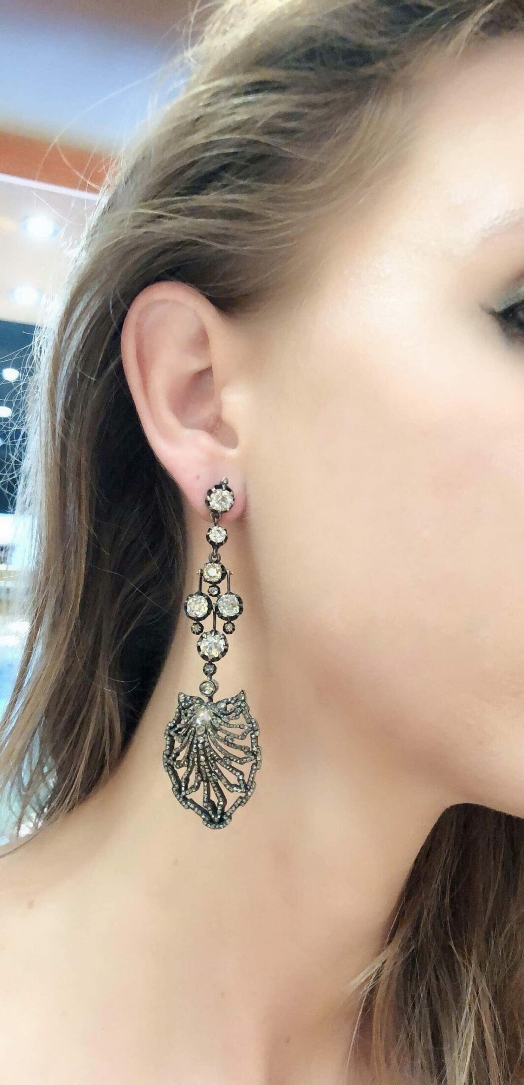 Late 19th Century Diamonds Silver Gold Earrings - Image 4