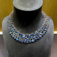 Necklace Sapphires and Diamonds rose gold French designer handmade 1980 - Image 6