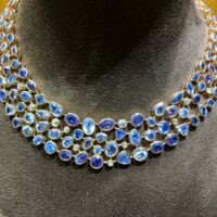 Necklace Sapphires and Diamonds rose gold French designer handmade 1980 - Image 7