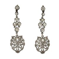Late 19th Century Diamonds Silver Gold Earrings - Image 5