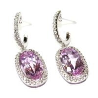 Pink Topaz Diamond Gold Earrings with certificat - Image 3