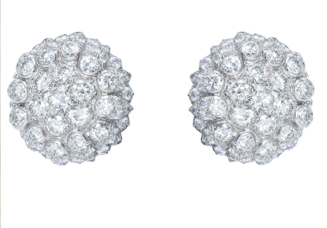 Boucles d'oreilles or blanc et diamants 1950 – Image 3