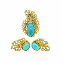 Boucheron Turquoise Diamond Gold Earrings and Brooch