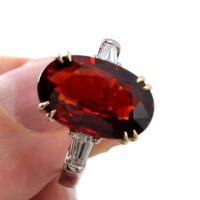 Very Rare Untreated 6.39 Carat Clinohumite and Diamonds Ring - Image 2