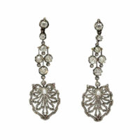 Late 19th Century Diamonds Silver Gold Earrings