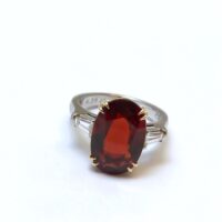 Very Rare Untreated 6.39 Carat Clinohumite and Diamonds Ring - Image 5