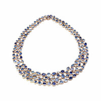 Necklace Sapphires and Diamonds rose gold French designer handmade 1980