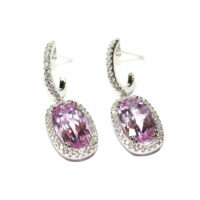 Pink Topaz Diamond Gold Earrings with certificat