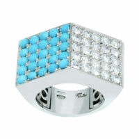 Turquoises and Diamonds Ring