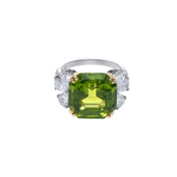 14,81 carats peridot and diamonds platinum ring – Image 3